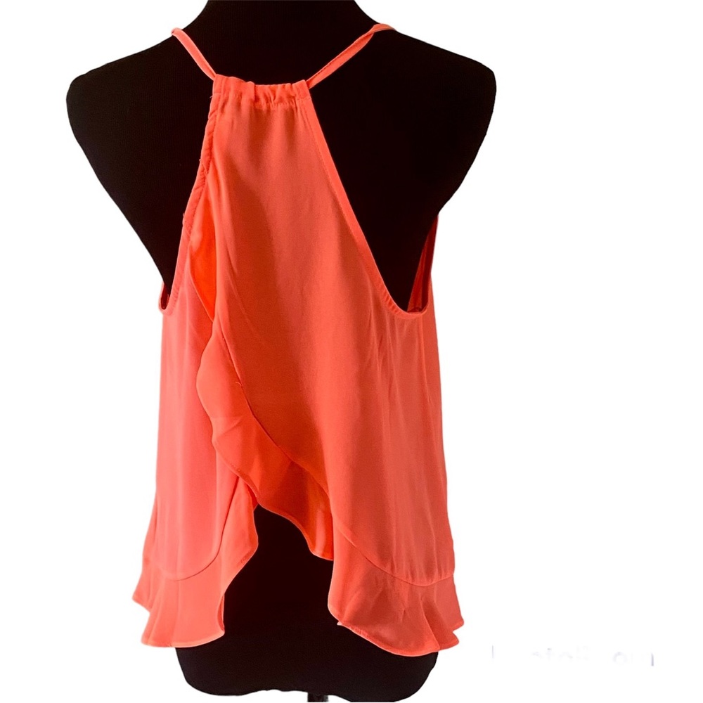 LUSH Ruffle Trim Asymmetrical Top Size Medium - Picture 3 of 6
